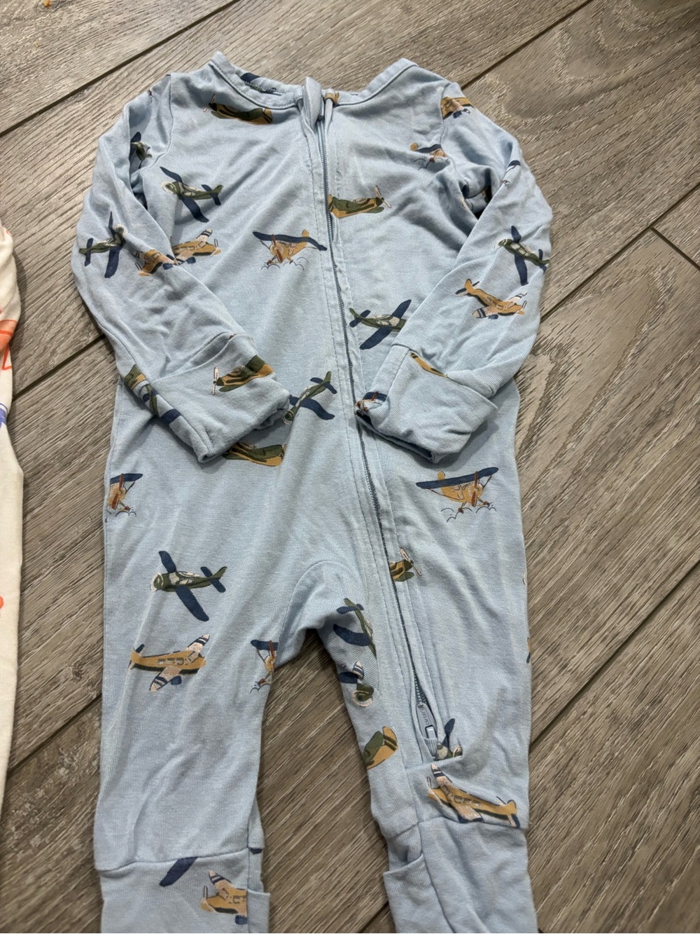 Carter's Light Blue Airplane Print Zipper One-Piece Footie